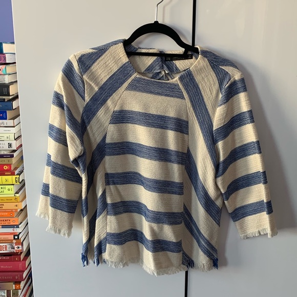 Zara Striped Frayed Top - Picture 4 of 6